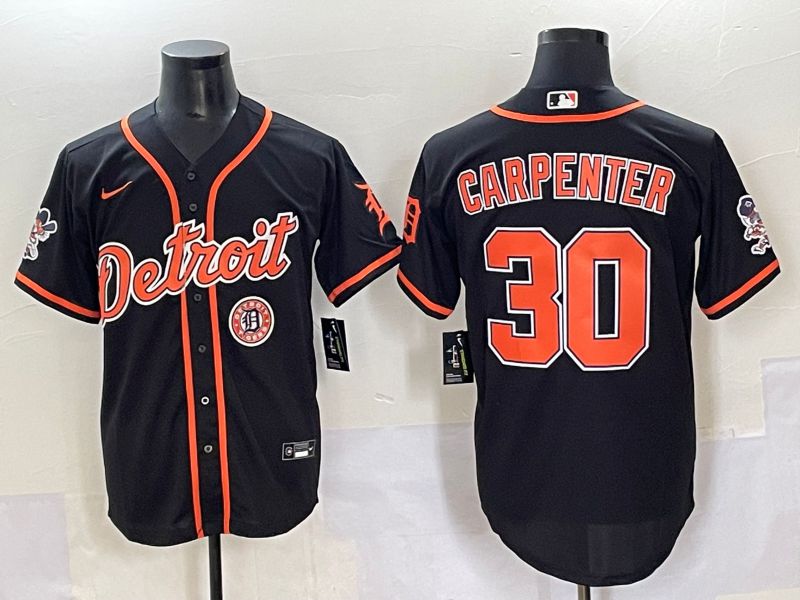Men 2025 Detroit Tigers #30 Carpenter Black Joint Name Nike MLB Jersey style 9